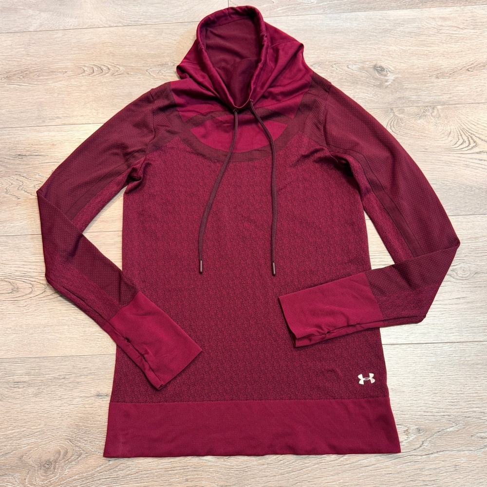 Under Armour Threadborne Fitted HeatGear Pullover Hoodie Top Funnel Neck Small S